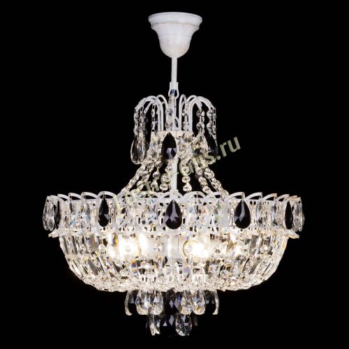 Люстра Астра Белая с подвесом черная в Ижевске Гусь Хрустальный