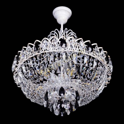 Люстра Астра Белая с подвесом черная в Ижевске Гусь Хрустальный