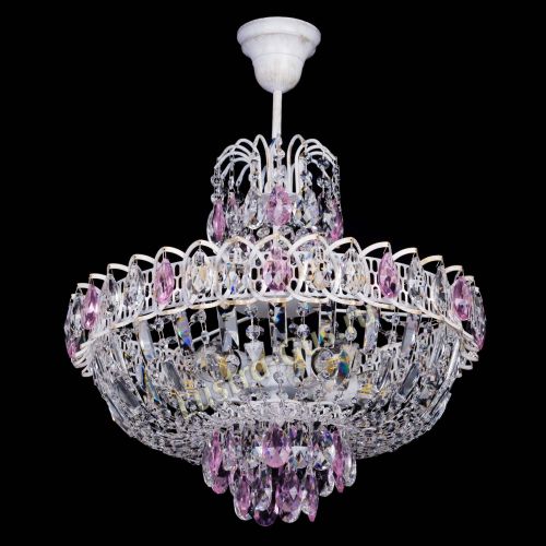 Люстра Астра Белая с подвесом розовая в Ижевске Гусь Хрустальный