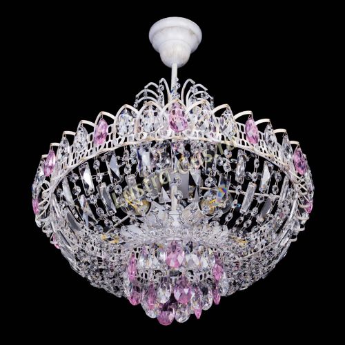 Люстра Астра Белая с подвесом розовая в Ижевске Гусь Хрустальный