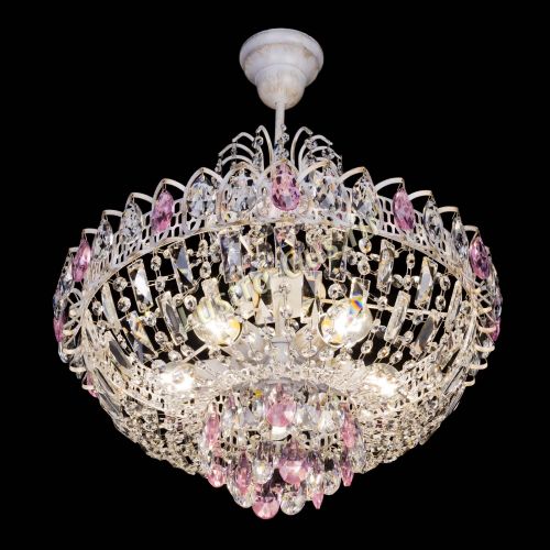 Люстра Астра Белая с подвесом розовая в Ижевске Гусь Хрустальный