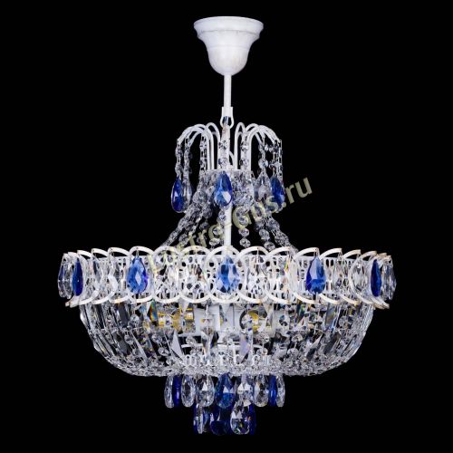 Люстра Астра Белая с подвесом синяя в Ижевске Гусь Хрустальный