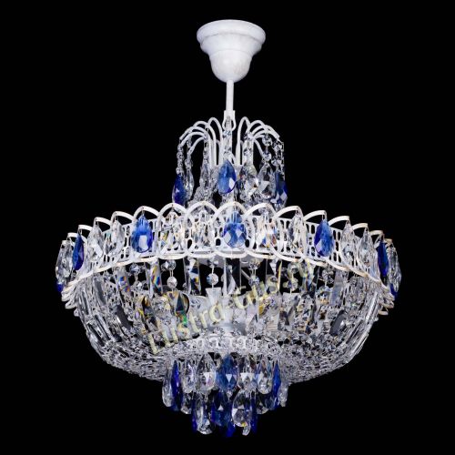 Люстра Астра Белая с подвесом синяя в Ижевске Гусь Хрустальный