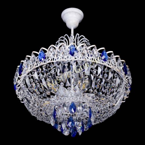 Люстра Астра Белая с подвесом синяя в Ижевске Гусь Хрустальный