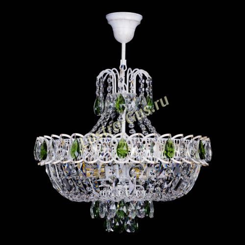 Люстра Астра Белая с подвесом зеленая в Ижевске Гусь Хрустальный