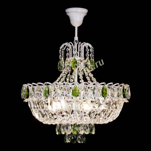 Люстра Астра Белая с подвесом зеленая в Ижевске Гусь Хрустальный