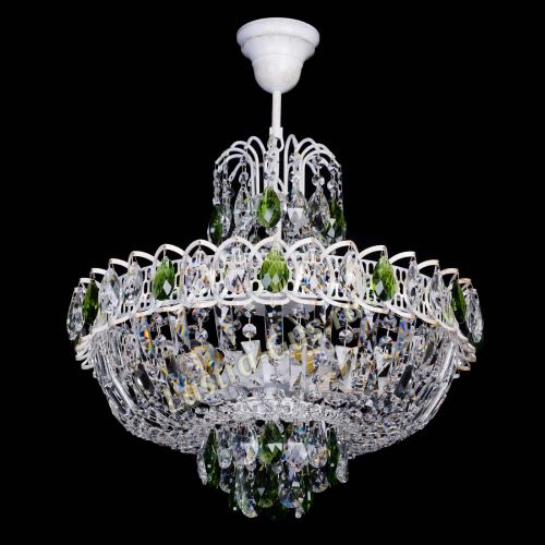 Люстра Астра Белая с подвесом зеленая в Ижевске Гусь Хрустальный