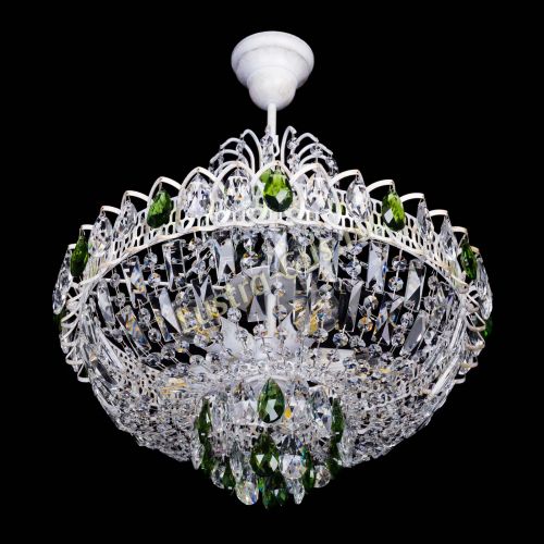Люстра Астра Белая с подвесом зеленая в Ижевске Гусь Хрустальный