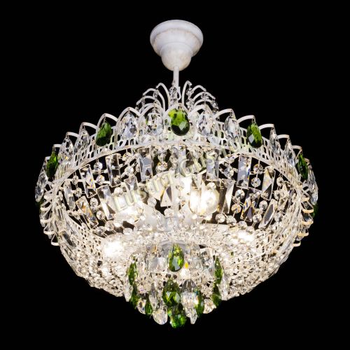 Люстра Астра Белая с подвесом зеленая в Ижевске Гусь Хрустальный