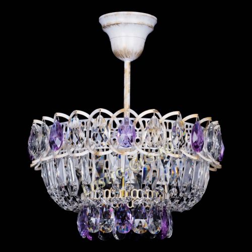 Люстра Астра Бутон №1 Фиолетовая - белая с подвесом в Ижевске Гусь Хрустальный
