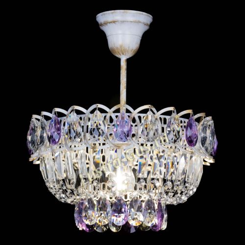 Люстра Астра Бутон №1 Фиолетовая - белая с подвесом в Ижевске Гусь Хрустальный