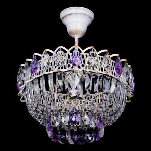 Люстра Астра Бутон №1 Фиолетовая - белая с подвесом в Ижевске Гусь Хрустальный