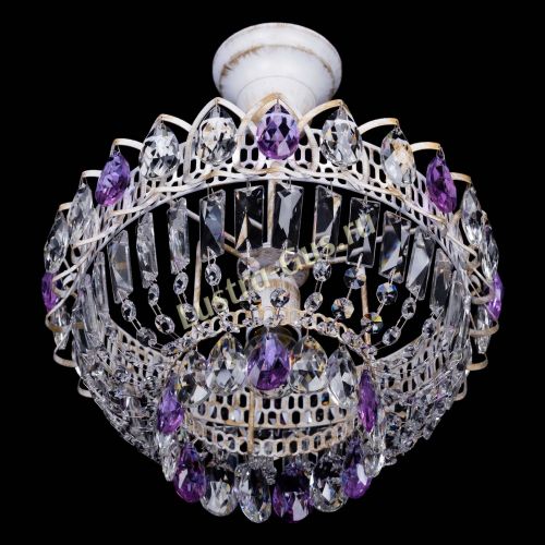 Люстра Астра Бутон №1 Фиолетовая - белая с подвесом в Ижевске Гусь Хрустальный