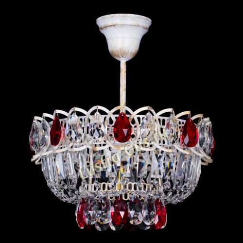 Люстра Астра Бутон №1 Красная - белая с подвесом  в Ижевске Гусь Хрустальный