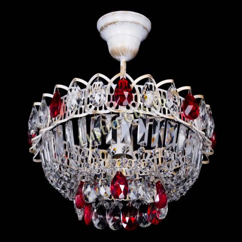 Люстра Астра Бутон №1 Красная - белая с подвесом  в Ижевске Гусь Хрустальный