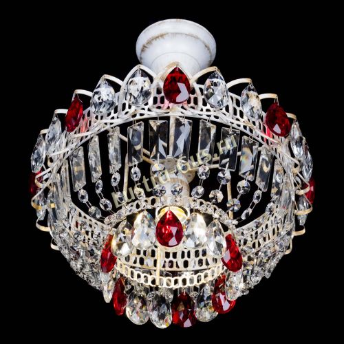 Люстра Астра Бутон №1 Красная - белая с подвесом  в Ижевске Гусь Хрустальный