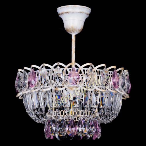 Люстра Астра Бутон №1 Розовая - белая с подвесом  в Ижевске Гусь Хрустальный