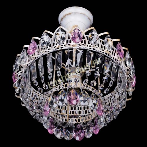 Люстра Астра Бутон №1 Розовая - белая с подвесом  в Ижевске Гусь Хрустальный