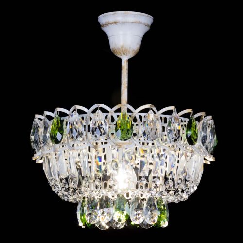 Люстра Астра Бутон №1 Зеленая - белая с подвесом  в Ижевске Гусь Хрустальный