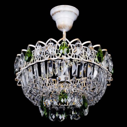 Люстра Астра Бутон №1 Зеленая - белая с подвесом  в Ижевске Гусь Хрустальный