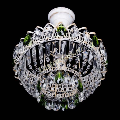 Люстра Астра Бутон №1 Зеленая - белая с подвесом  в Ижевске Гусь Хрустальный