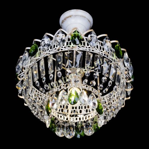 Люстра Астра Бутон №1 Зеленая - белая с подвесом  в Ижевске Гусь Хрустальный