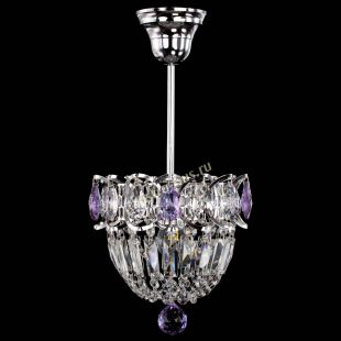 Люстра хрустальная Астра Купол №1 с подвесом Фиолетовая