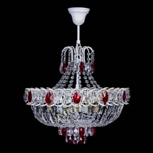 Люстра Астра Белая с подвесом красная в Ижевске Гусь Хрустальный