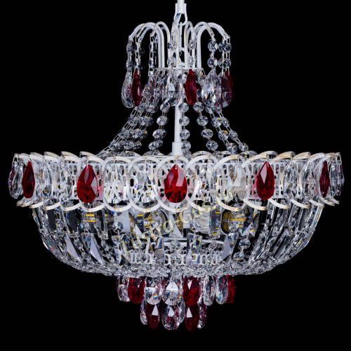 Люстра Астра Белая с подвесом красная в Ижевске Гусь Хрустальный