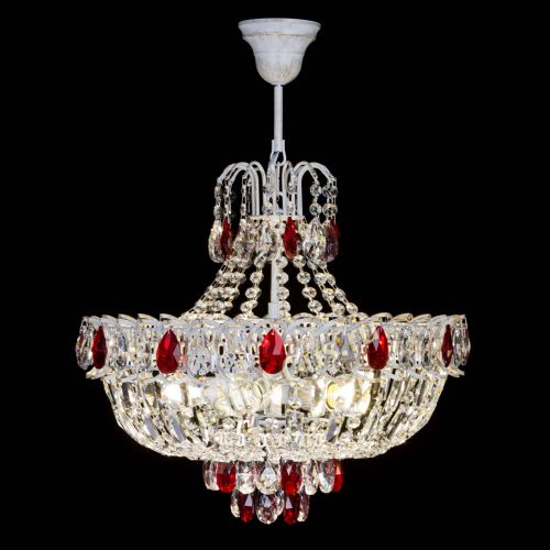 Люстра Астра Белая с подвесом красная в Ижевске Гусь Хрустальный
