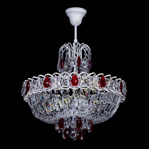 Люстра Астра Белая с подвесом красная в Ижевске Гусь Хрустальный
