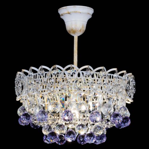 Люстра Астра шар №1 Фиолетовая белая в Ижевске Гусь Хрустальный