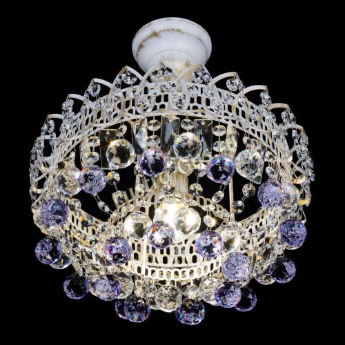 Люстра Астра шар №1 Фиолетовая белая в Ижевске Гусь Хрустальный