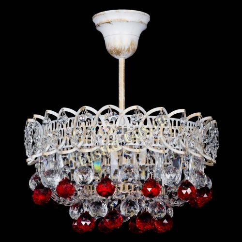 Люстра Астра шар №1 Красная белая в Ижевске Гусь Хрустальный