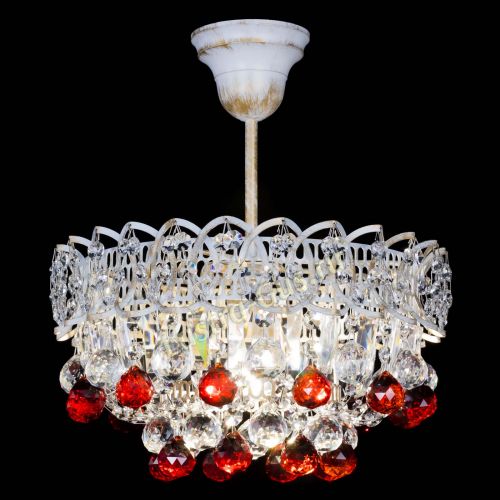 Люстра Астра шар №1 Красная белая в Ижевске Гусь Хрустальный