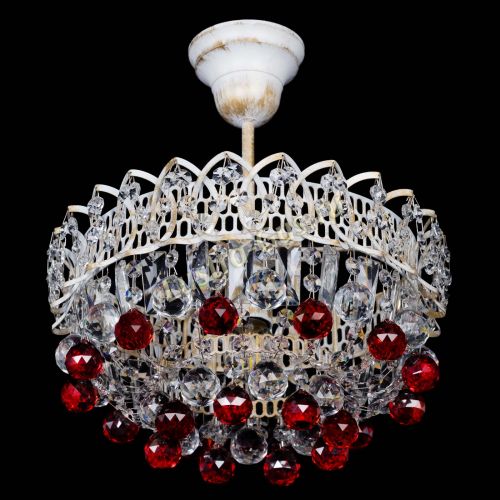 Люстра Астра шар №1 Красная белая в Ижевске Гусь Хрустальный
