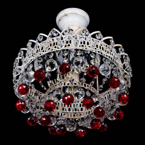 Люстра Астра шар №1 Красная белая в Ижевске Гусь Хрустальный
