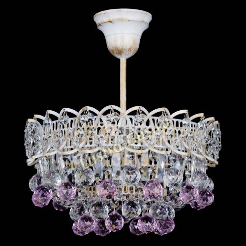 Люстра Астра шар №1 Розовая белая в Ижевске Гусь Хрустальный