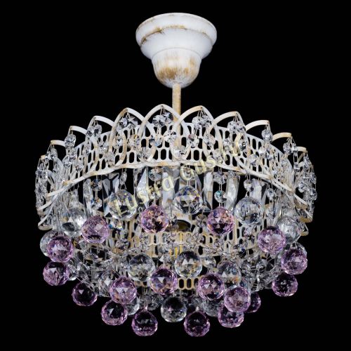 Люстра Астра шар №1 Розовая белая в Ижевске Гусь Хрустальный