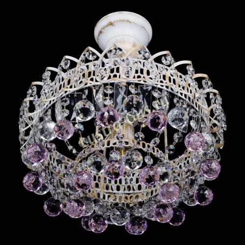 Люстра Астра шар №1 Розовая белая в Ижевске Гусь Хрустальный