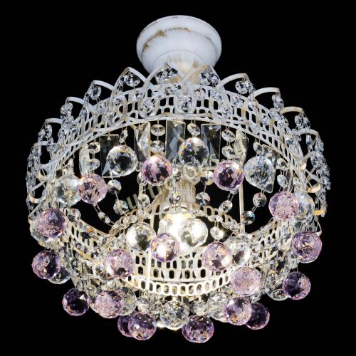 Люстра Астра шар №1 Розовая белая в Ижевске Гусь Хрустальный