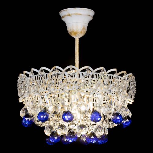 Люстра Астра шар №1 Синяя белая в Ижевске Гусь Хрустальный