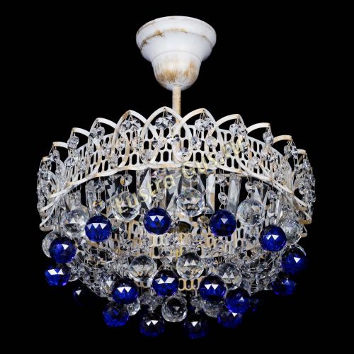 Люстра Астра шар №1 Синяя белая в Ижевске Гусь Хрустальный