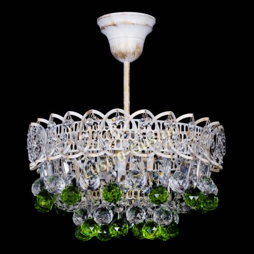 Люстра Астра шар №1 Зеленая белая в Ижевске Гусь Хрустальный
