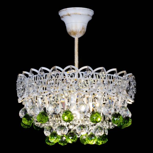 Люстра Астра шар №1 Зеленая белая в Ижевске Гусь Хрустальный