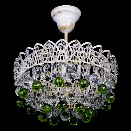 Люстра Астра шар №1 Зеленая белая в Ижевске Гусь Хрустальный