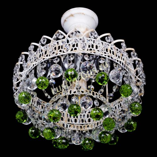 Люстра Астра шар №1 Зеленая белая в Ижевске Гусь Хрустальный