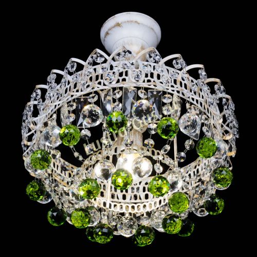 Люстра Астра шар №1 Зеленая белая в Ижевске Гусь Хрустальный