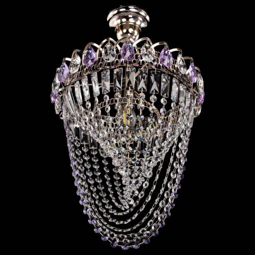 Люстра Астра Водоворот с подвесом №1 фиолетовая в Ижевске Гусь Хрустальный