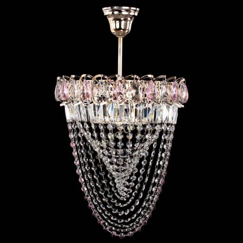 Люстра Астра Водоворот с подвесом №1 розовая в Ижевске Гусь Хрустальный